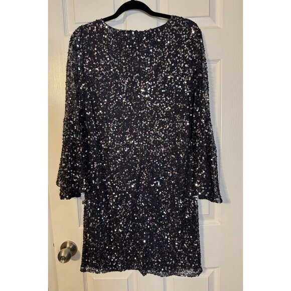 Pisarro Nights Dress 10P Bell Sleeve Sequin Beaded Wedding Party Formal NEW - Picture 13 of 13